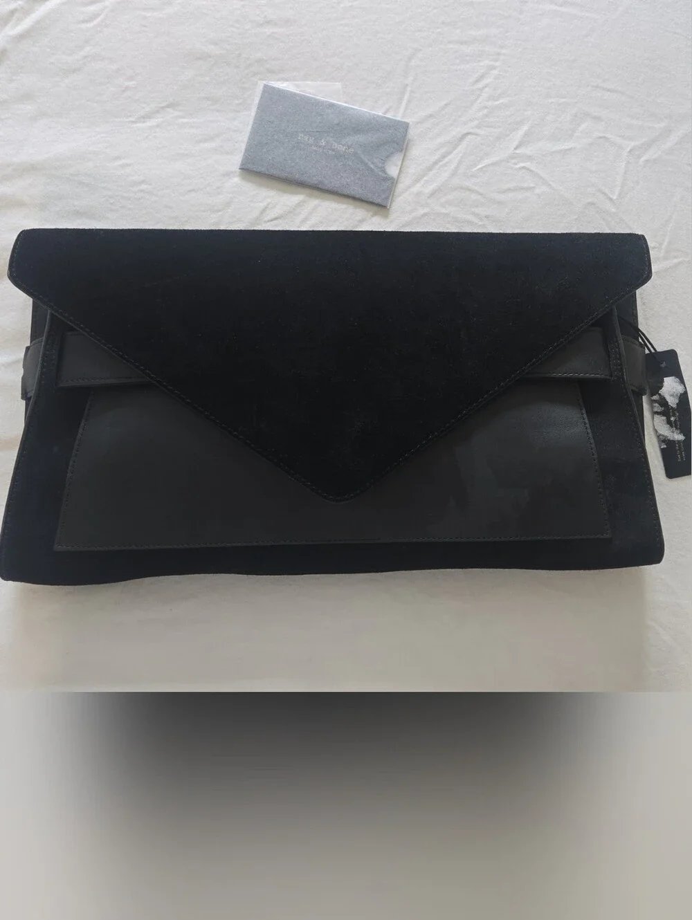 rag & bone Black Suede and Leather Envelope Clutch